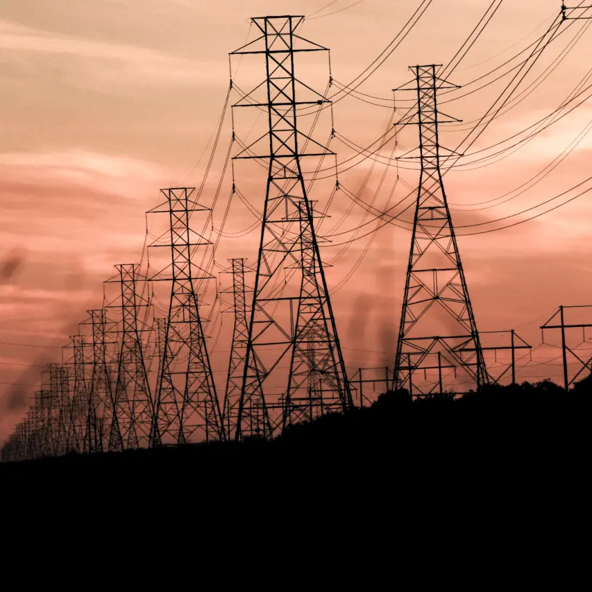 Power lines at sunset