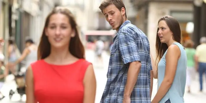 Meme girl walking by